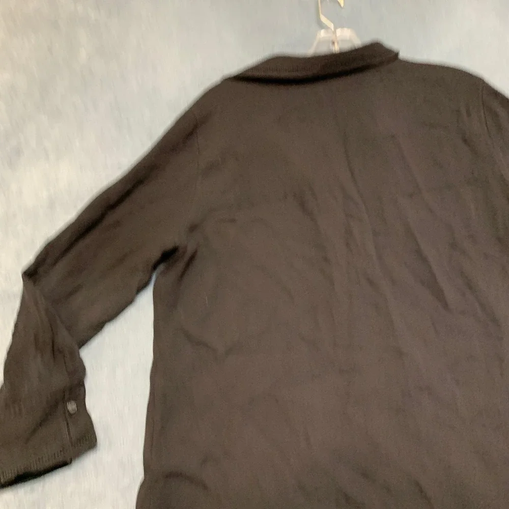 Lafayette 148 Shirt Womens Black Long Sleeve Collared Classic Button Front - Picture 15 of 16